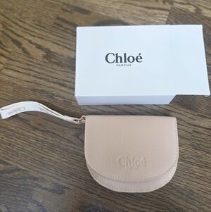Chloe Parfum Cream Beige Pouch Small Cosmetic Makeup Bag Clutch Travel Pouch New
